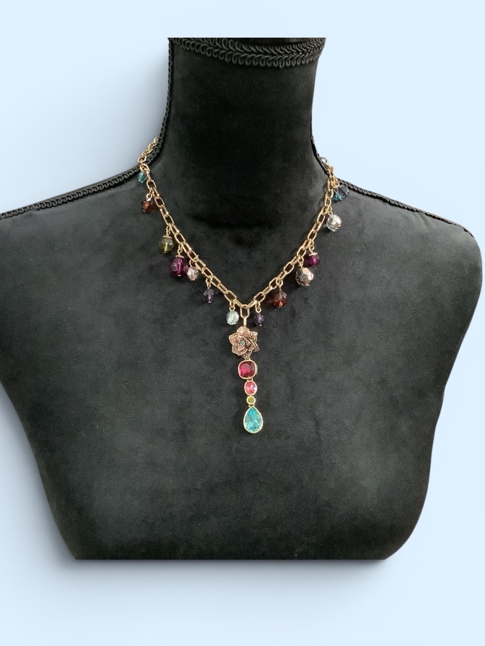 Heidi Daus Multicolor Crystal Drop Floral Pendant. NWOT . Statement piece! - Picture 2 of 7